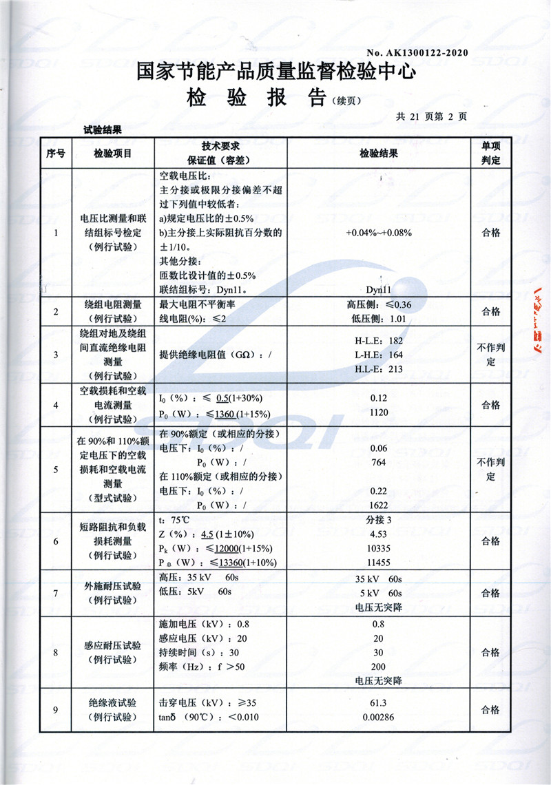 高低压试验报告-S11-1250奉化奉化奉化油浸式变压器-2.jpg